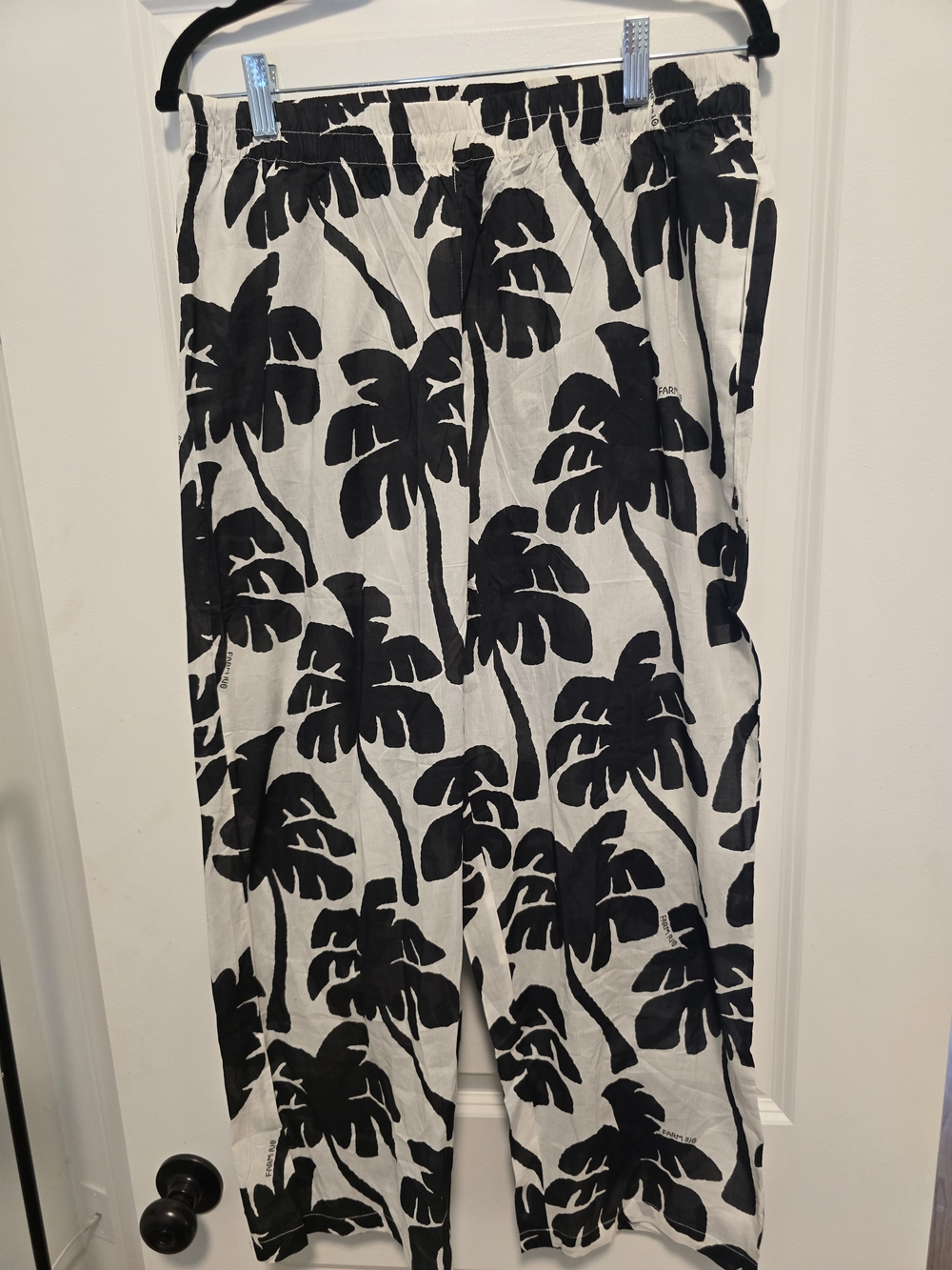 AnthropologiexFarm RioBlack and White Tropical Palm Pant Size L